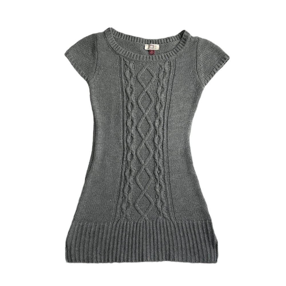 lei Knit Gray Mini Dress Sweater Material Women’s Medium, could fit size Small